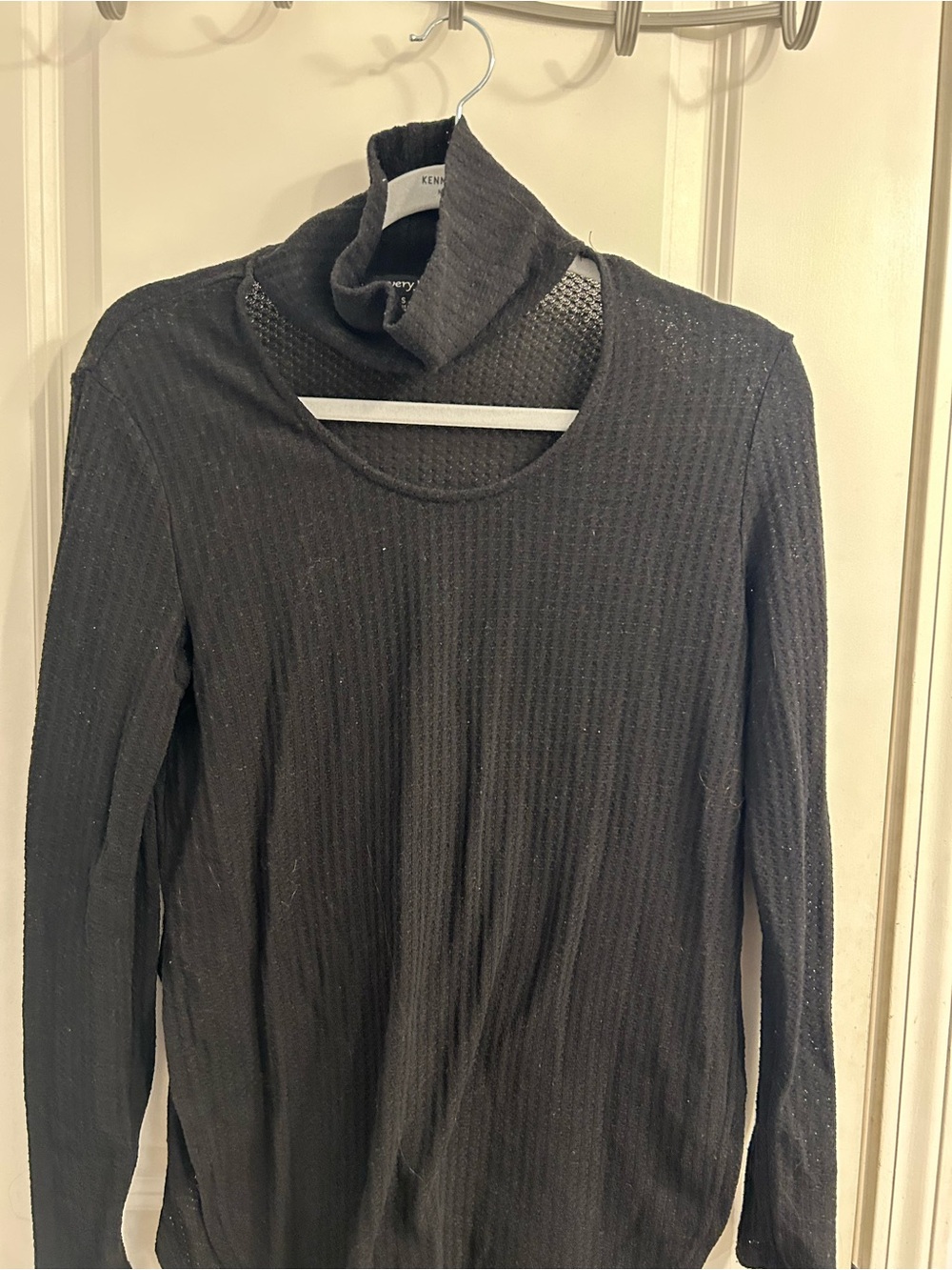 Very J Black Waffle Choker Top